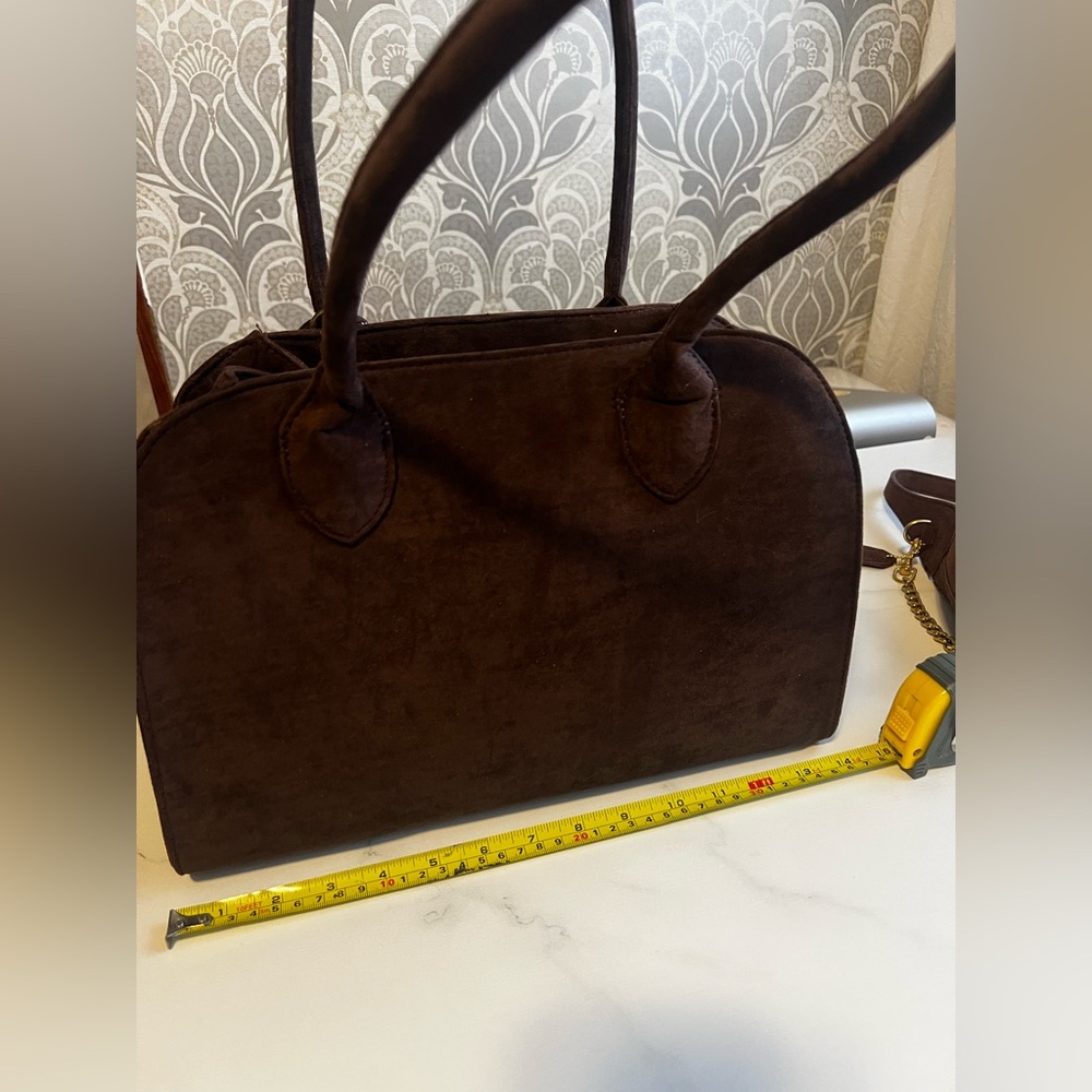 NWOT Matching Brown Suede Women’s Handbag Set - Two-Piece Shoulder & Tote - Picture 10 of 15